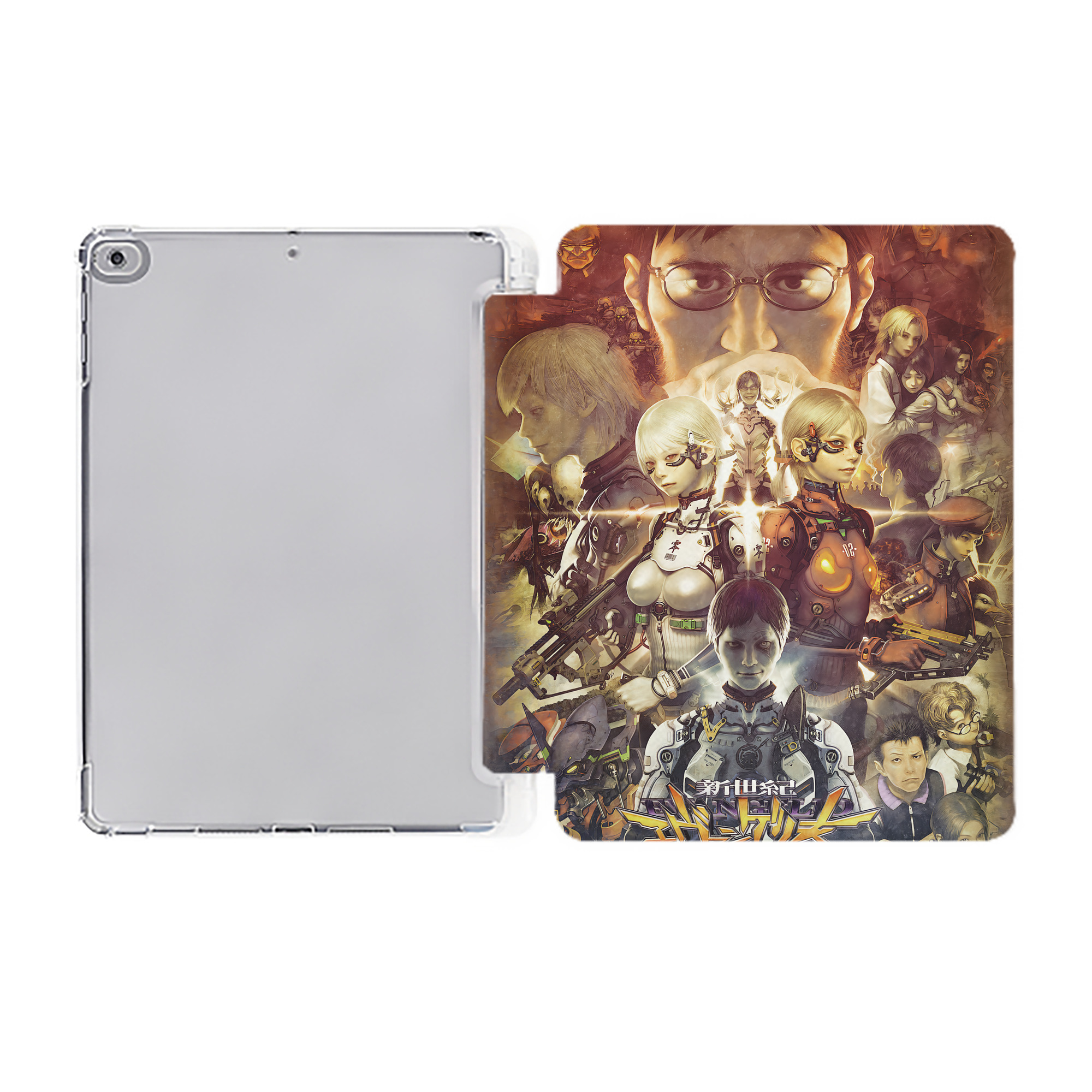 （画像用） EVA 新世紀エヴァンゲリオン IPad ケース ペン収納付き 三つ折りスタンド PUレザー×シリコン 対応機種9.5/10.5/10.9インチ